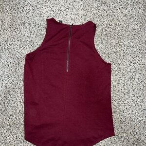 Banana Republic Womens Burgundy Faux Suede Mixed‎ Media Sleeveless Top Medium